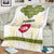 Tunisia Flag Traditional Tribal Pattern Green and White Pullover Blanket with National Crest and Emblem