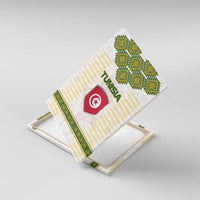 Tunisia Flag Traditional Tribal Pattern Green and White Pullover Canvas Wall Art with National Crest and Emblem