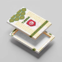 Tunisia Flag Traditional Tribal Pattern Green and White Pullover Canvas Wall Art with National Crest and Emblem