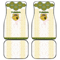 Tunisia Flag Traditional Tribal Pattern Green and White Pullover Car Mats with National Crest and Emblem