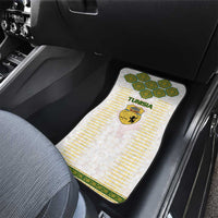Tunisia Flag Traditional Tribal Pattern Green and White Pullover Car Mats with National Crest and Emblem