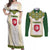 Tunisia Flag Traditional Tribal Pattern Green and White Pullover Couples Matching Off Shoulder Maxi Dress and Long Sleeve Button Shirt with National Crest and Emblem
