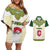 Tunisia Flag Traditional Tribal Pattern Green and White Pullover Couples Matching Off Shoulder Short Dress and Hawaiian Shirt with National Crest and Emblem