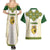Tunisia Flag Traditional Tribal Pattern Green and White Pullover Couples Matching Summer Maxi Dress and Hawaiian Shirt with National Crest and Emblem