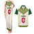 Tunisia Flag Traditional Tribal Pattern Green and White Pullover Couples Matching Tank Maxi Dress and Hawaiian Shirt with National Crest and Emblem