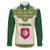 Tunisia Flag Traditional Tribal Pattern Green and White Pullover Family Matching Off The Shoulder Long Sleeve Dress and Hawaiian Shirt with National Crest and Emblem