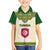 Tunisia Flag Traditional Tribal Pattern Green and White Pullover Family Matching Off The Shoulder Long Sleeve Dress and Hawaiian Shirt with National Crest and Emblem