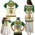 Tunisia Flag Traditional Tribal Pattern Green and White Pullover Family Matching Puletasi and Hawaiian Shirt with National Crest and Emblem