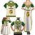 Tunisia Flag Traditional Tribal Pattern Green and White Pullover Family Matching Summer Maxi Dress and Hawaiian Shirt with National Crest and Emblem