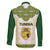 Tunisia Flag Traditional Tribal Pattern Green and White Pullover Family Matching Summer Maxi Dress and Hawaiian Shirt with National Crest and Emblem