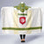 Tunisia Flag Traditional Tribal Pattern Green and White Pullover Hooded Blanket with National Crest and Emblem