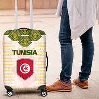 Tunisia Flag Traditional Tribal Pattern Green and White Pullover Luggage Cover with National Crest and Emblem