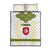 Tunisia Flag Traditional Tribal Pattern Green and White Pullover Quilt Bed Set with National Crest and Emblem