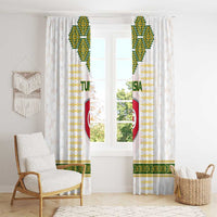 Tunisia Flag Traditional Tribal Pattern Green and White Pullover Window Curtain with National Crest and Emblem