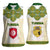 Tunisia Flag Traditional Tribal Pattern Green and White Pullover Women Sleeveless Polo Shirt with National Crest and Emblem