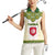 Tunisia Flag Traditional Tribal Pattern Green and White Pullover Women Sleeveless Polo Shirt with National Crest and Emblem