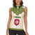 Tunisia Flag Traditional Tribal Pattern Green and White Pullover Women Sleeveless Polo Shirt with National Crest and Emblem