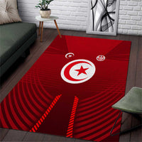 Tunisia National Flag Area Rug with Crescent Star Emblem and Red Sport Design