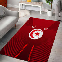 Tunisia National Flag Area Rug with Crescent Star Emblem and Red Sport Design