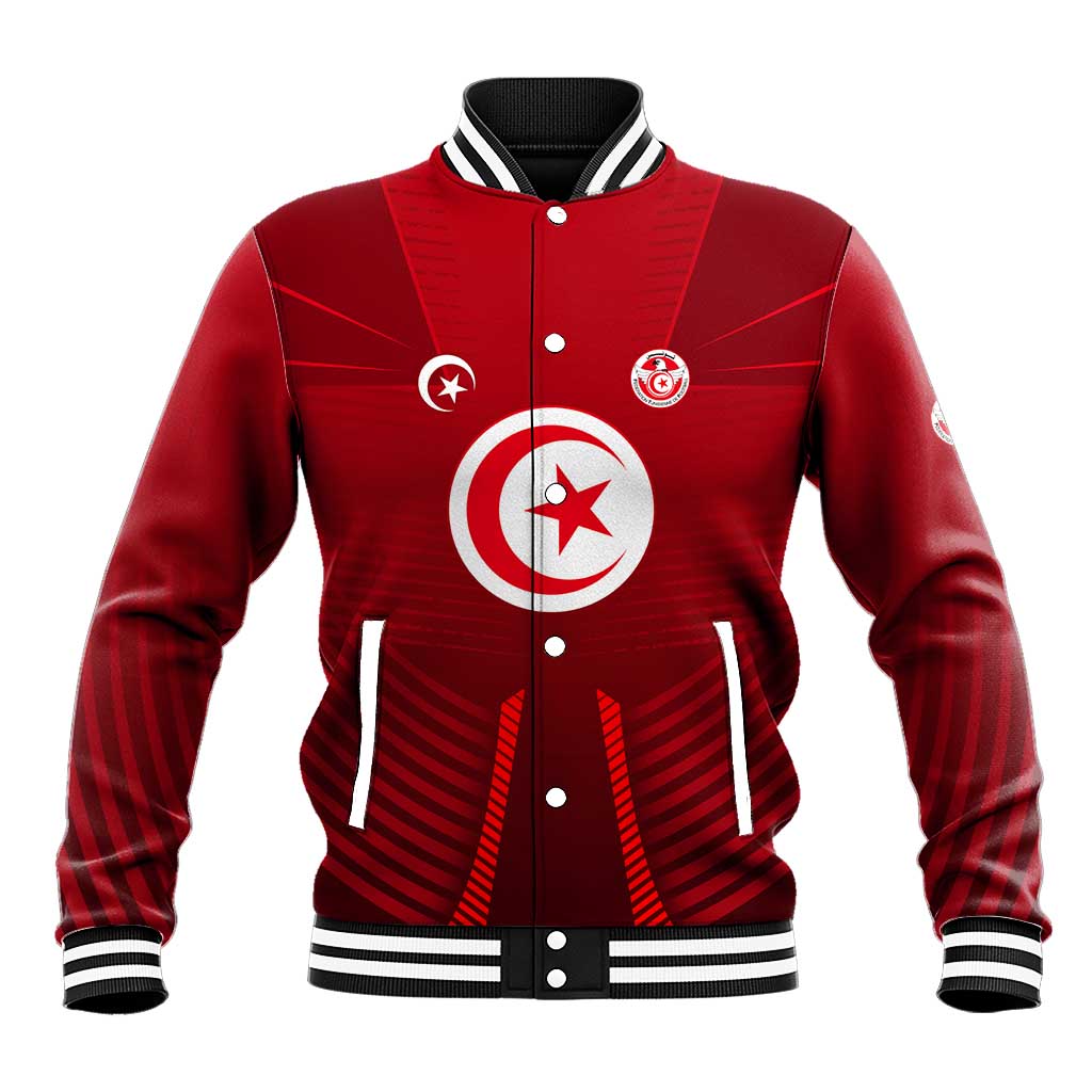 Tunisia National Flag Baseball Jacket with Crescent Star Emblem and Red Sport Design