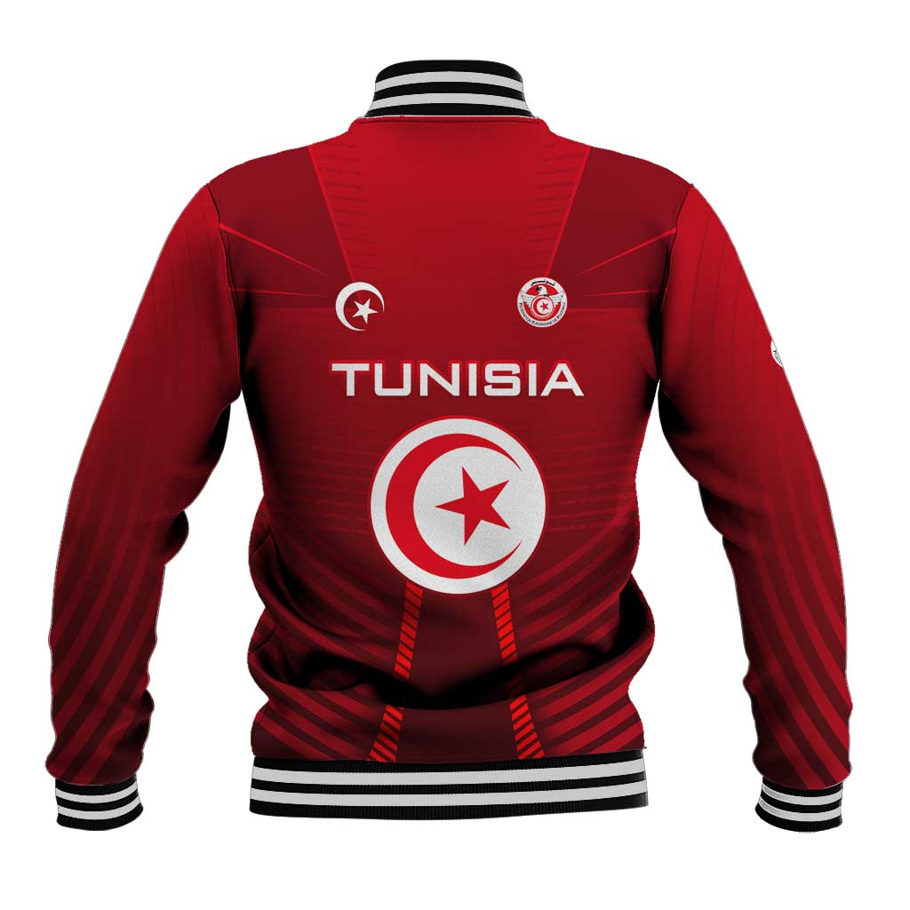 Tunisia National Flag Baseball Jacket with Crescent Star Emblem and Red Sport Design