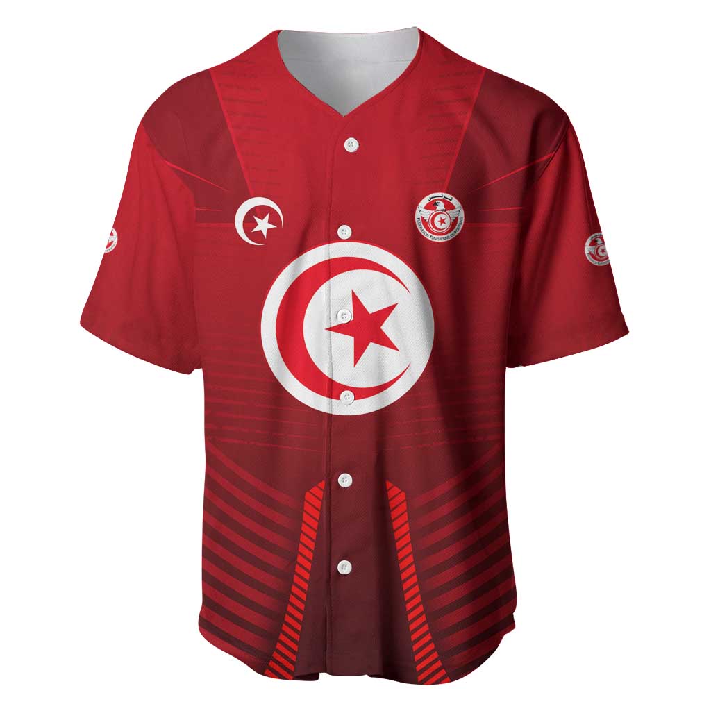 Tunisia National Flag Baseball Jersey with Crescent Star Emblem and Red Sport Design