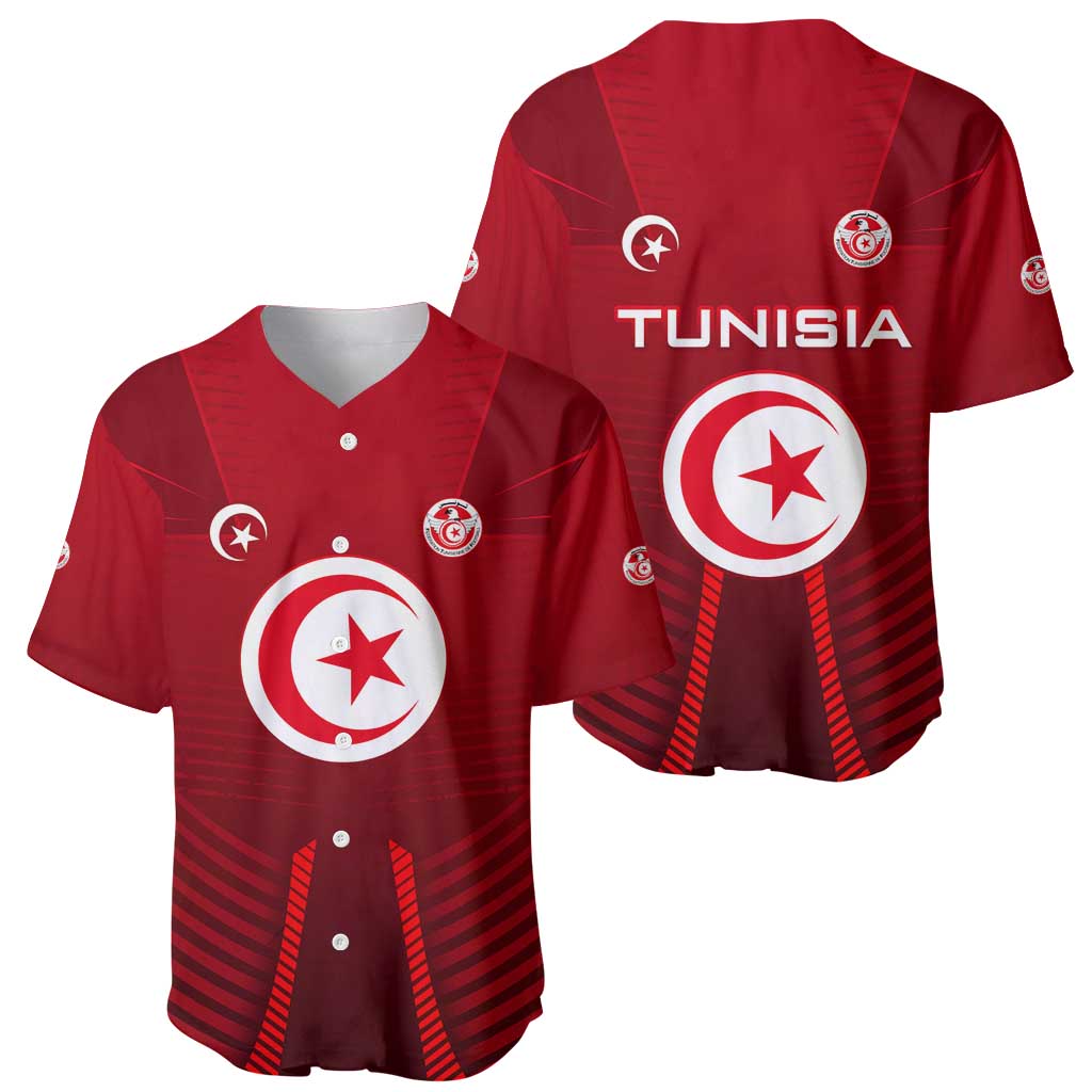 Tunisia National Flag Baseball Jersey with Crescent Star Emblem and Red Sport Design