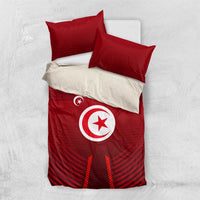 Tunisia National Flag Bedding Set with Crescent Star Emblem and Red Sport Design