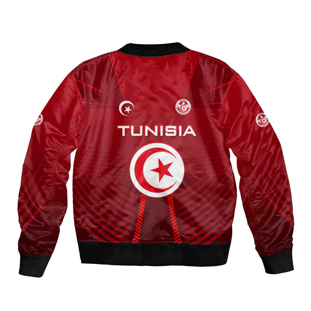 Tunisia National Flag Bomber Jacket with Crescent Star Emblem and Red Sport Design
