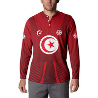 Tunisia National Flag Button Sweatshirt with Crescent Star Emblem and Red Sport Design