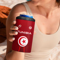 Tunisia National Flag 4 in 1 Can Cooler Tumbler with Crescent Star Emblem and Red Sport Design