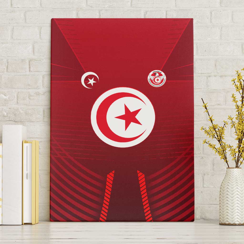 Tunisia National Flag Canvas Wall Art with Crescent Star Emblem and Red Sport Design