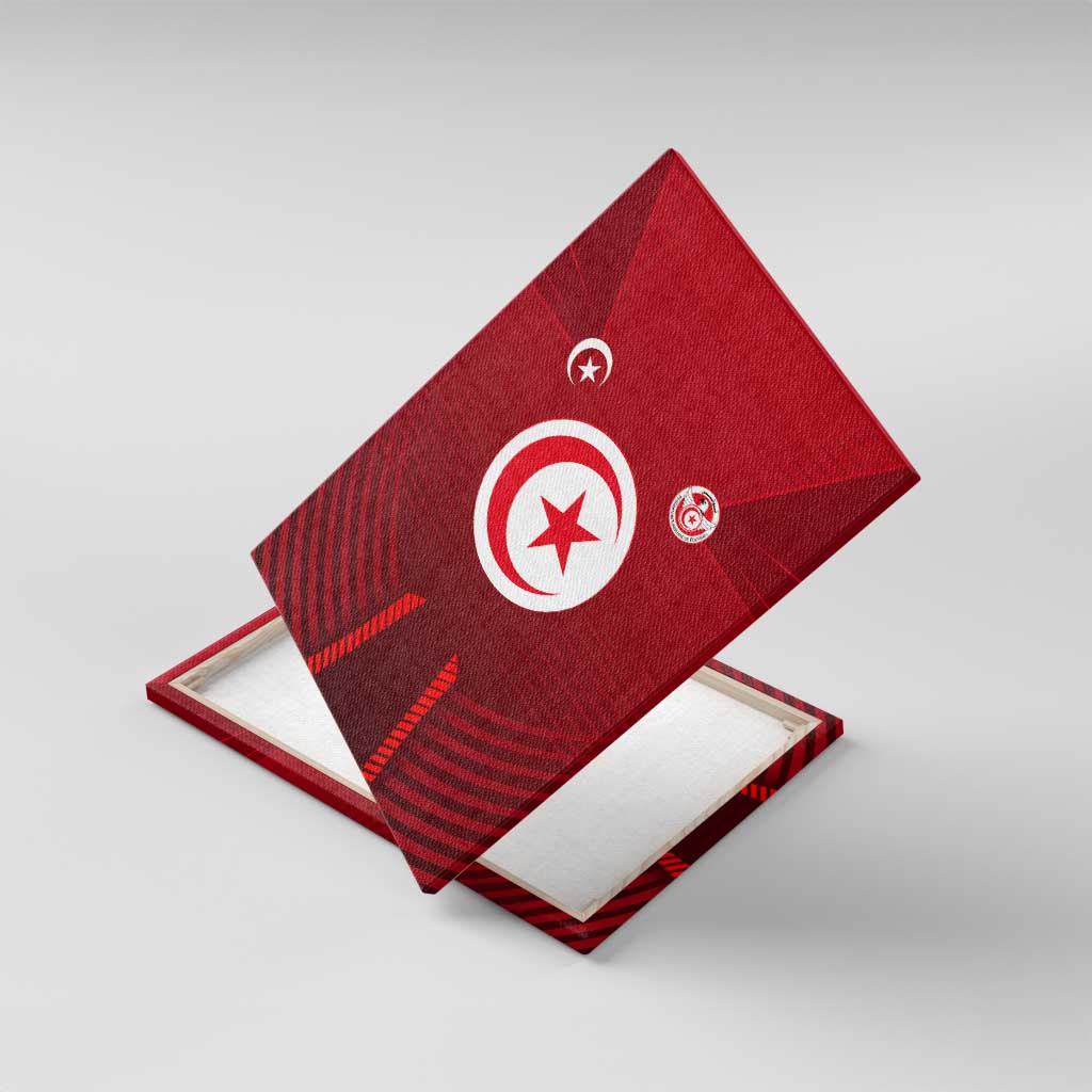 Tunisia National Flag Canvas Wall Art with Crescent Star Emblem and Red Sport Design