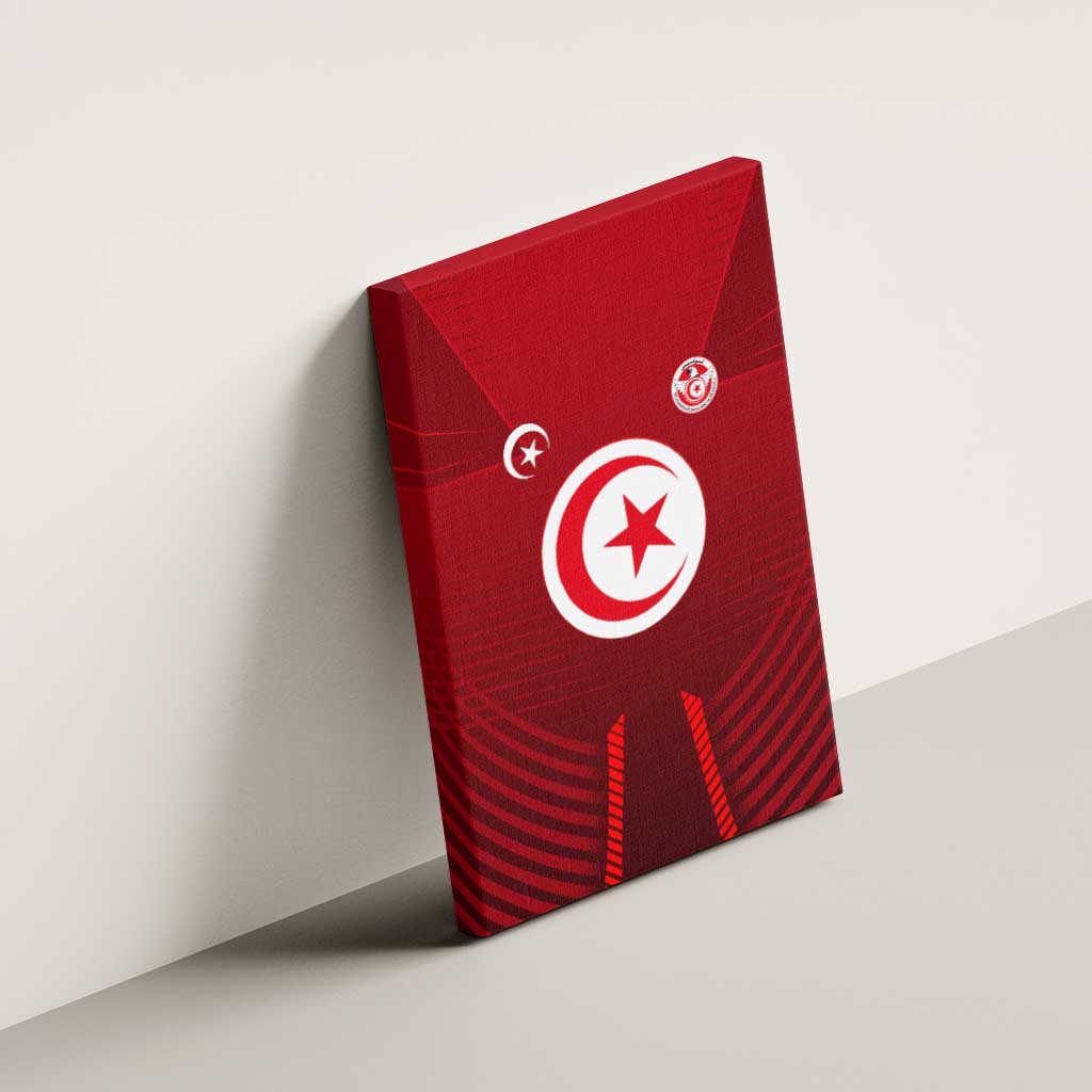 Tunisia National Flag Canvas Wall Art with Crescent Star Emblem and Red Sport Design