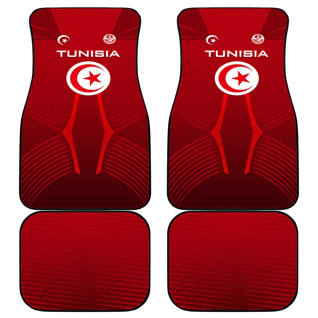 Tunisia National Flag Car Mats with Crescent Star Emblem and Red Sport Design