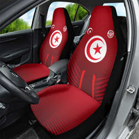 Tunisia National Flag Car Seat Cover with Crescent Star Emblem and Red Sport Design