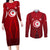 Tunisia National Flag Couples Matching Long Sleeve Bodycon Dress and Long Sleeve Button Shirt with Crescent Star Emblem and Red Sport Design