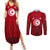 Tunisia National Flag Couples Matching Summer Maxi Dress and Long Sleeve Button Shirt with Crescent Star Emblem and Red Sport Design