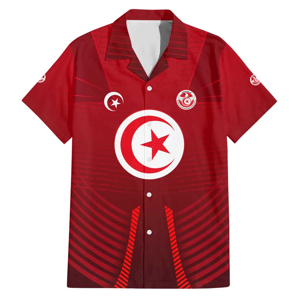 Tunisia National Flag Family Matching Mermaid Dress and Hawaiian Shirt with Crescent Star Emblem and Red Sport Design