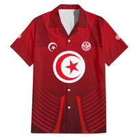 Tunisia National Flag Family Matching Mermaid Dress and Hawaiian Shirt with Crescent Star Emblem and Red Sport Design