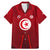 Tunisia National Flag Family Matching Mermaid Dress and Hawaiian Shirt with Crescent Star Emblem and Red Sport Design
