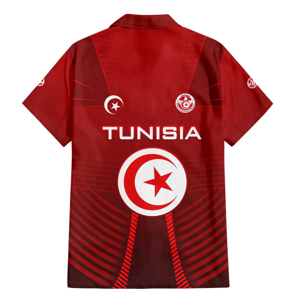 Tunisia National Flag Family Matching Mermaid Dress and Hawaiian Shirt with Crescent Star Emblem and Red Sport Design
