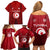 Tunisia National Flag Family Matching Off Shoulder Short Dress and Hawaiian Shirt with Crescent Star Emblem and Red Sport Design
