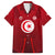 Tunisia National Flag Family Matching Puletasi and Hawaiian Shirt with Crescent Star Emblem and Red Sport Design
