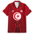 Tunisia National Flag Family Matching Short Sleeve Bodycon Dress and Hawaiian Shirt with Crescent Star Emblem and Red Sport Design