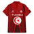 Tunisia National Flag Family Matching Short Sleeve Bodycon Dress and Hawaiian Shirt with Crescent Star Emblem and Red Sport Design