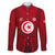 Tunisia National Flag Family Matching Short Sleeve Bodycon Dress and Hawaiian Shirt with Crescent Star Emblem and Red Sport Design
