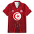 Tunisia National Flag Family Matching Summer Maxi Dress and Hawaiian Shirt with Crescent Star Emblem and Red Sport Design
