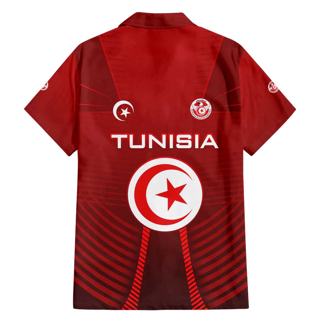 Tunisia National Flag Family Matching Summer Maxi Dress and Hawaiian Shirt with Crescent Star Emblem and Red Sport Design