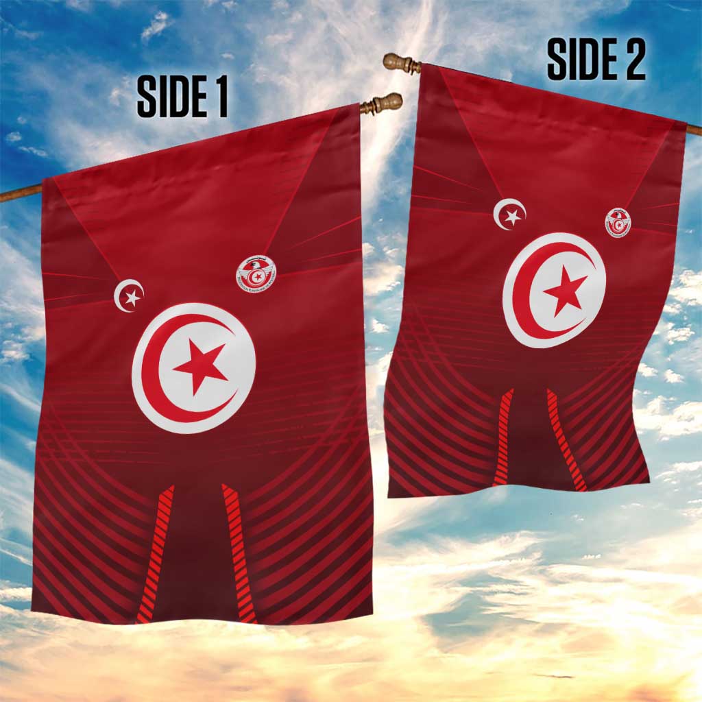 Tunisia National Flag Garden Flag with Crescent Star Emblem and Red Sport Design